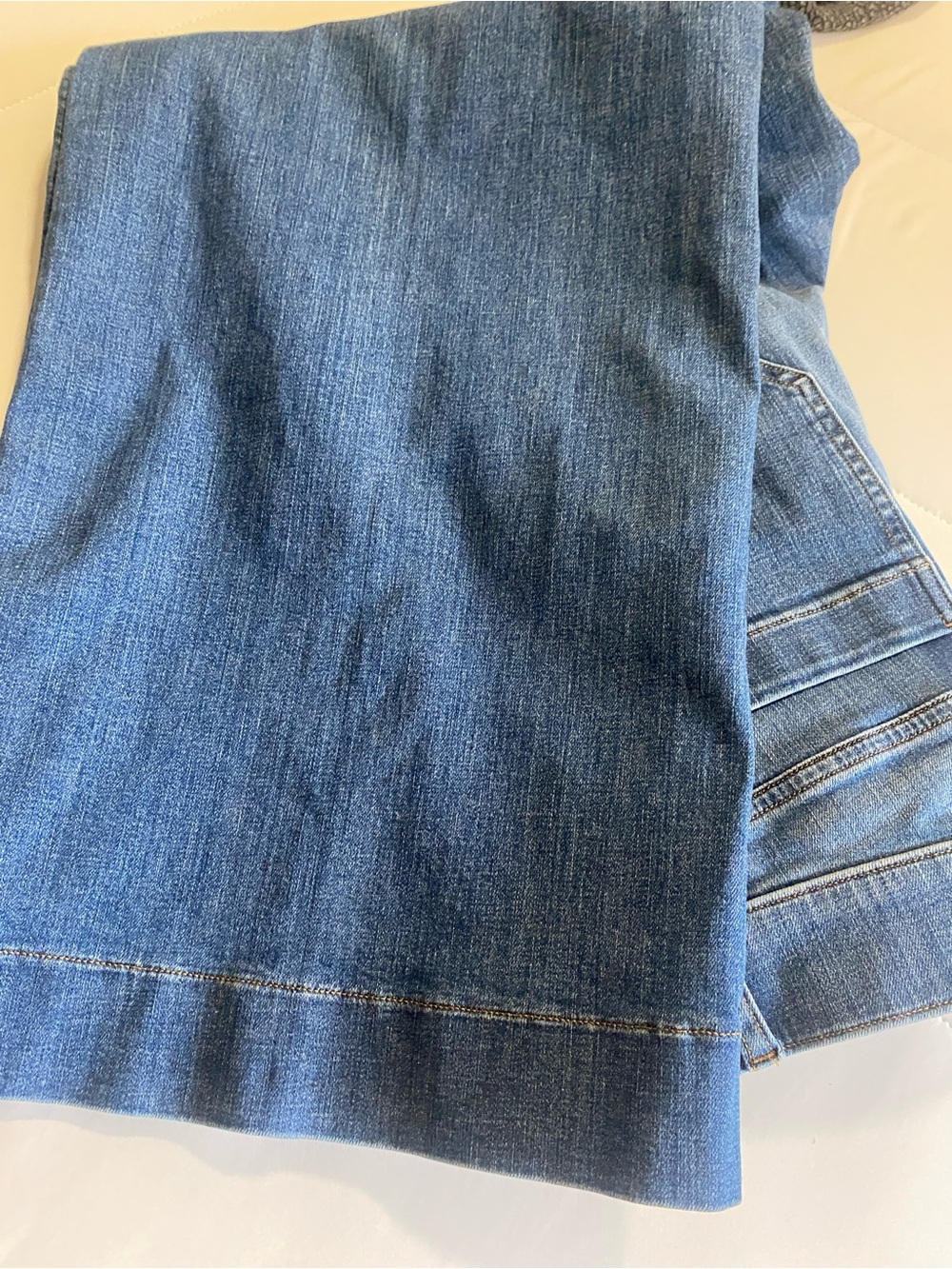 NWT Spanx Cropped Wide Leg Jeans In Shaded Blue - Size M - Picture 7 of 11